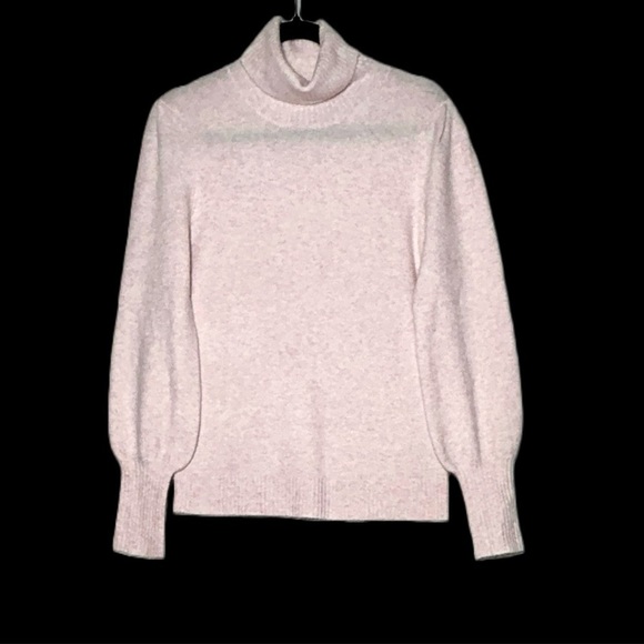J. Crew Factory Heather Pink Balloon Puff Sleeve Turtleneck, Extra Soft Yarn, S - Picture 5 of 12
